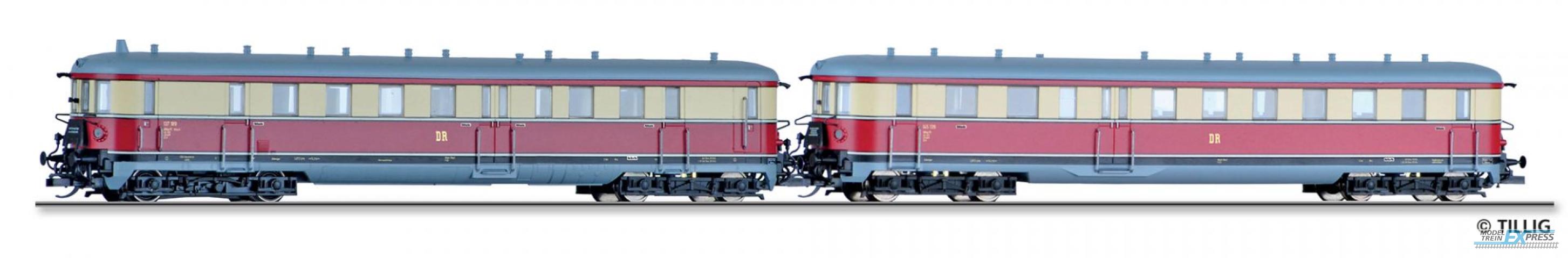 Tillig 2857 Triebwagen VT 137 mit Steuerwagen VS 145 der DR, Ep. III