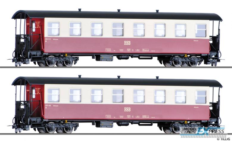 Tillig 3982 Personenwagenset der HSB, bestehend aus zwei Personenwagen KB, Ep. V/VI