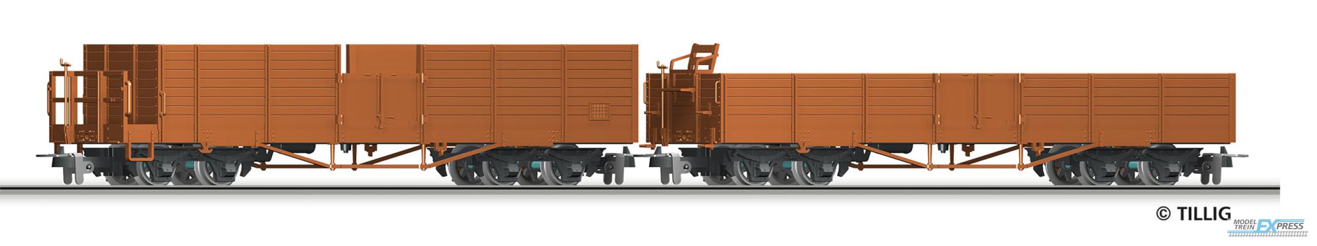 Tillig 5921 Güterwagenset der DR, bestehend aus zwei offenen Güterwagen OO, Ep. IV