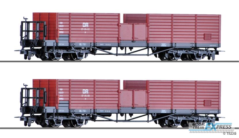 Tillig 5924 Güterwagenset der DR, bestehend aus zwei offenen Güterwagen OO, Ep. III