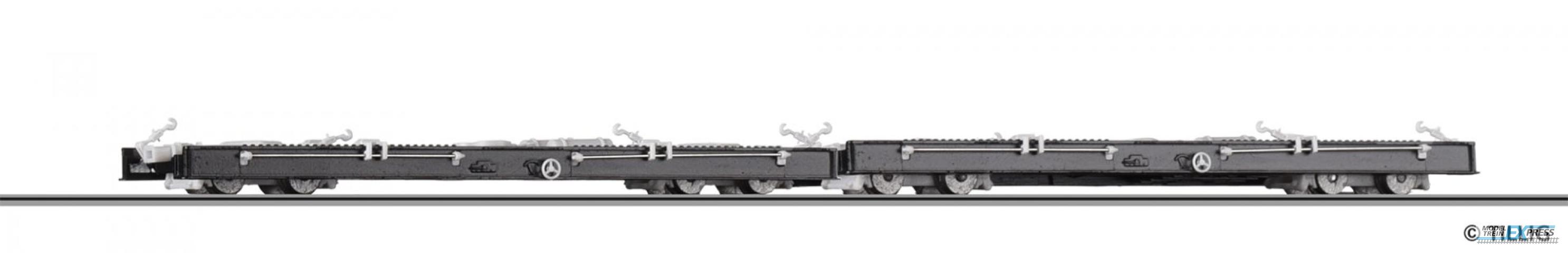 Tillig 5973 Güterwagenset der DR, bestehend aus zwei Schmalspur-
Rollwagen Rf4, Ep. III -FORMNEUHEIT-