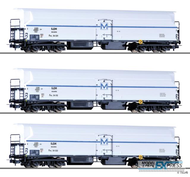 Tillig 70041 Güterwagenset der BDZ, bestehend aus drei Maschinenkühlwagen FKM 4 mit unterschiedlichen Betriebsnummern, Ep. III
