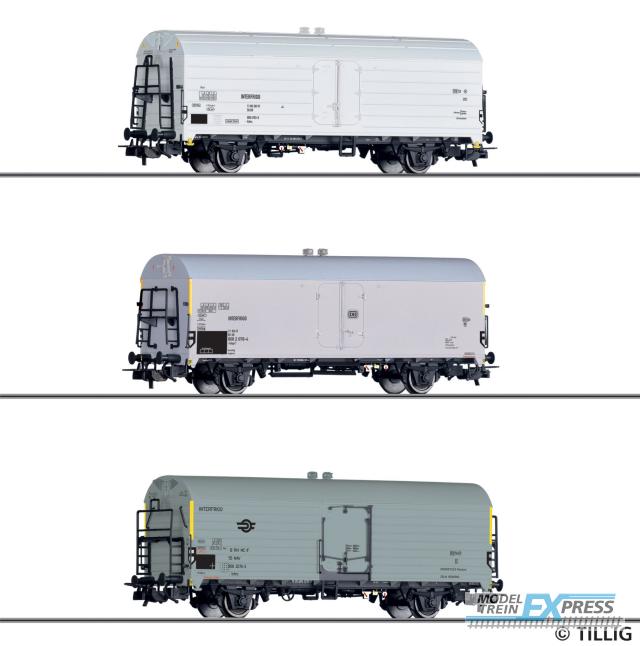 Tillig 70052 Güterwagenset "INTERFRIGO" der DR, DB und MAV, bestehend aus drei Kühlwagen, Ep. IV