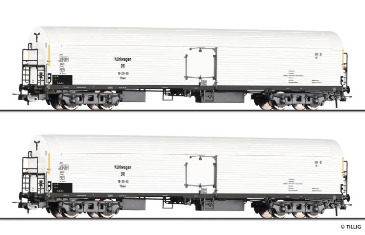 Tillig 70075 Güterwagenset der DR, bestehend aus zwei Eiskühlwagen Tthevr, Ep. III -FORMNEUHEIT-