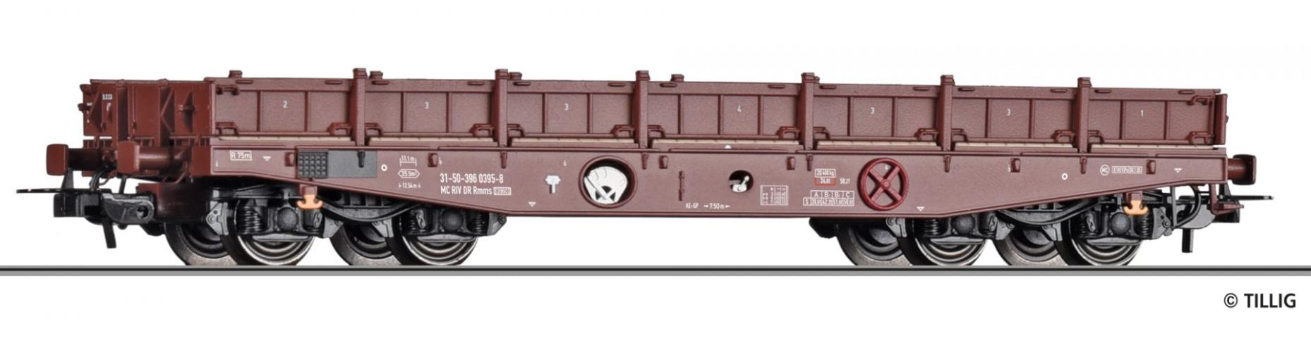 Tillig 79606 Schwerlastwagen Rmms 3960 der DR, beladen mit Stahlblechen, Ep. IV