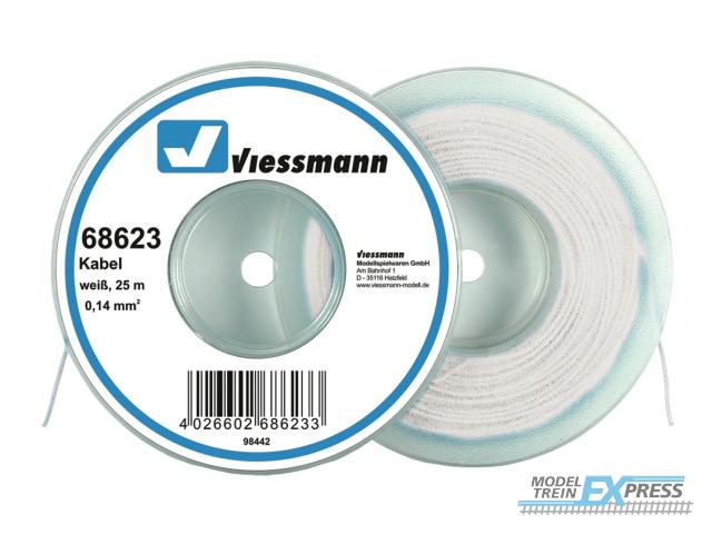 Viessmann 68623 Kabel auf Abrollspule 0,14 mm?, weiß, 25 m