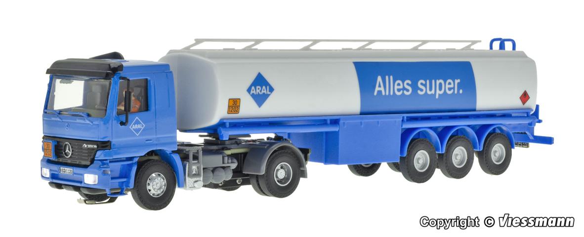 Viessmann 8120 H0 MB ACTROS 2-achs Zugmaschine mit ARAL Tankauflieger, Funktionsmodell