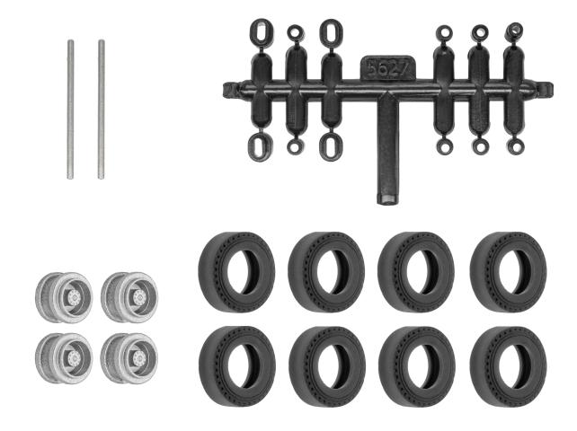 Viessmann 8439 H0 Nachrüst-Set Gummireifen für kibri Anhänger und Auflieger, Zwillingsbereifung, Ø 10,4 mm