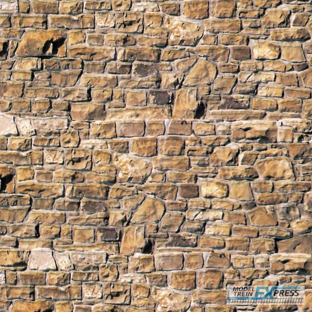 Vollmer 46036 H0 Mauerplatte Mauerstein beige-braun aus Karton, 25 x 12,5 cm, VE 10 Stück