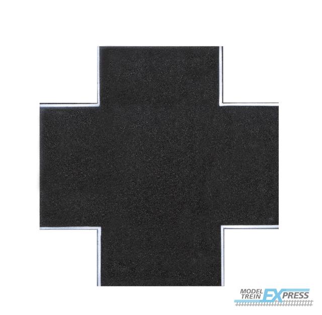 Vollmer 48292 H0 Straßenplatte Asphalt aus Steinkunst mit Nut für Magnetband, X-Kreuzung