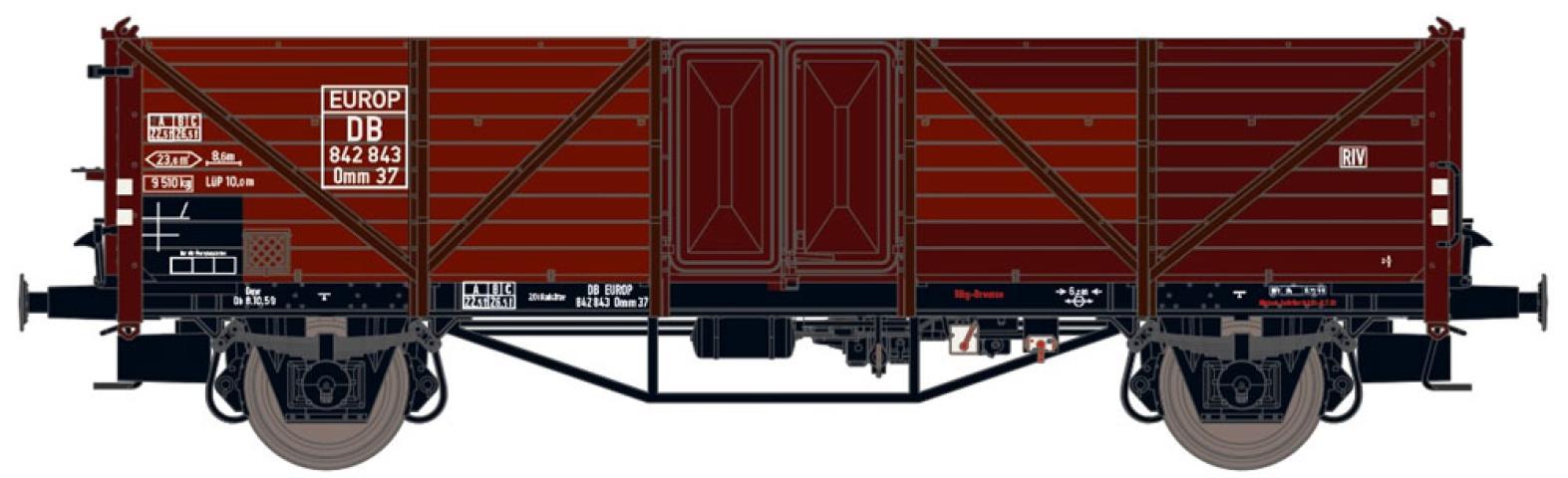 Wilde13 20331 Exact-Train DB Duisburg Omm37 EUROP (Blechtür) mit Farbflache Nr.842 843