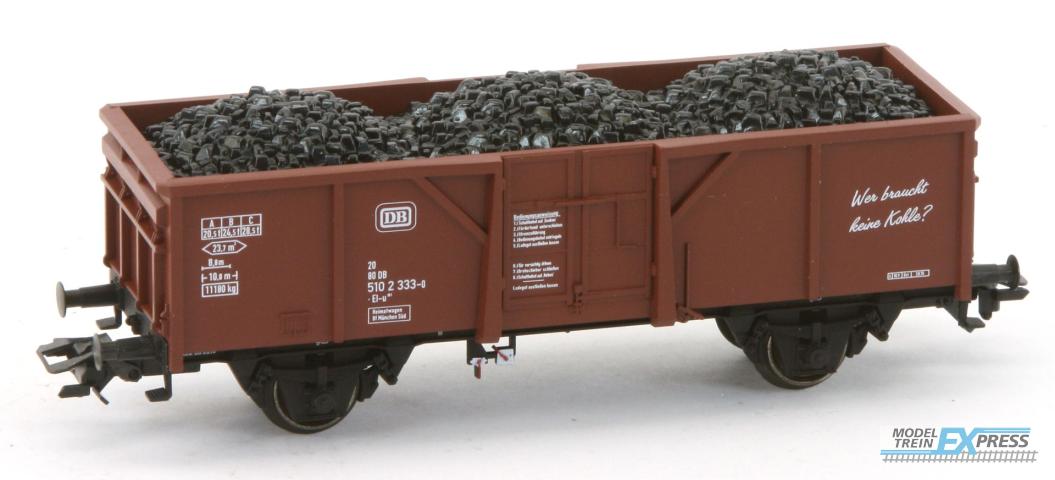 Wilde13 44340.004 Marklin hoge bakwagen met kolenlading, Ep. IV, bruin, met opschrift "Wer braucht keine Kohle?"