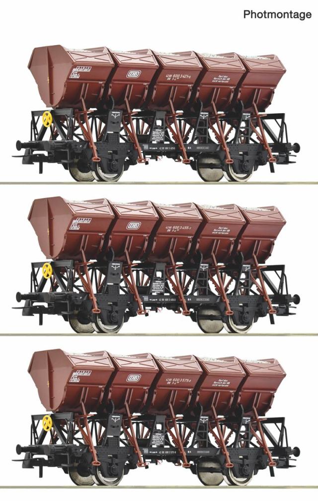Wilde13 6600209 Roco 3er Set Muldenkippwagen, DB, Ep.IV