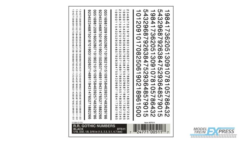 Woodland DT511 R.R. Gothic Numbers - Black
