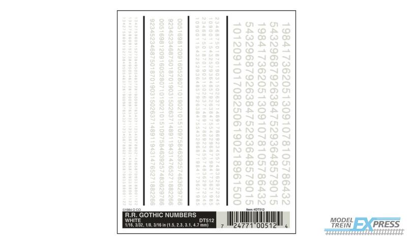 Woodland DT512 R.R. Gothic Numbers - White