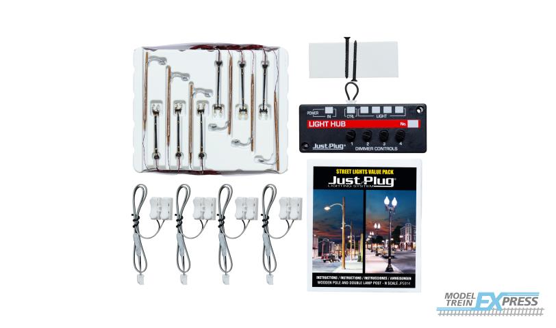 Woodland JP5914 Wooden Pole & Double Lamp Post Streetlights Value Pack (6 ea)