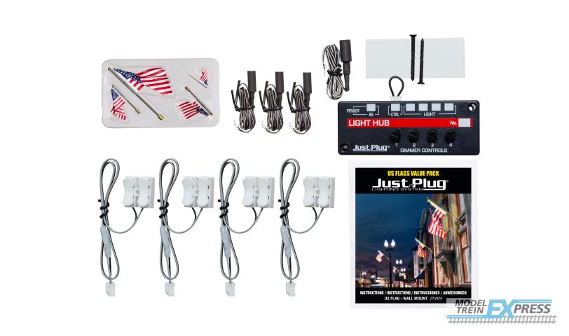 Woodland JP5924 US Flags (Wall Mounted x4) Value Pack