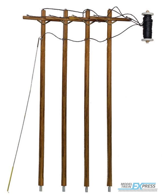 Woodland US2265 HO Wired Poles Single Crossbar